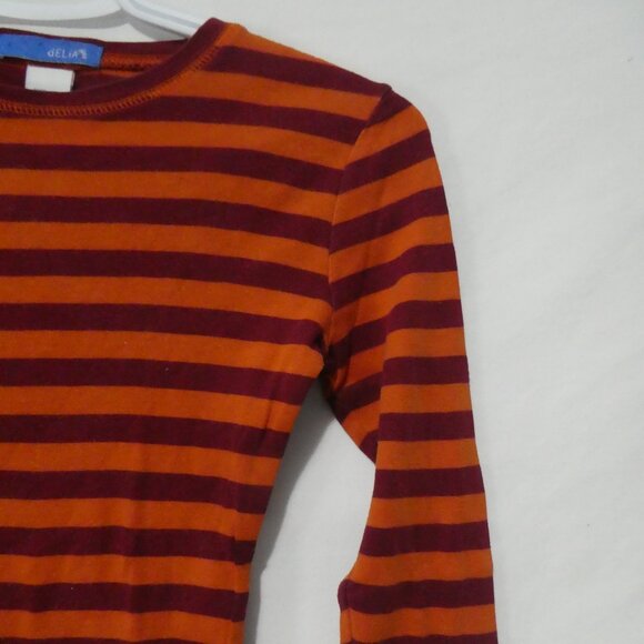 DELIA'S | xs - extra small | Striped Orange and Burgundy Long Sleeve Shirt - Picture 5 of 15